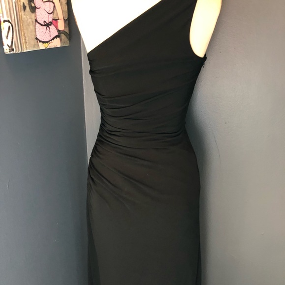 Laundry Womens Blue One Shoulder Jersey Beaded Side Slit Gown Dress Size 4 $390 - Picture 6 of 6